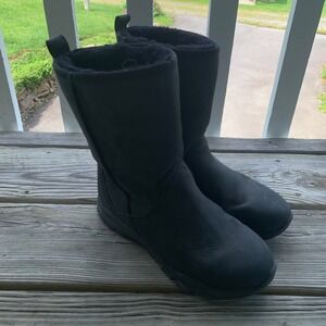 ABEO LITE Galena Winter Boots Leather Black Womens 7 Fleece Sheepskin Lined Cozy